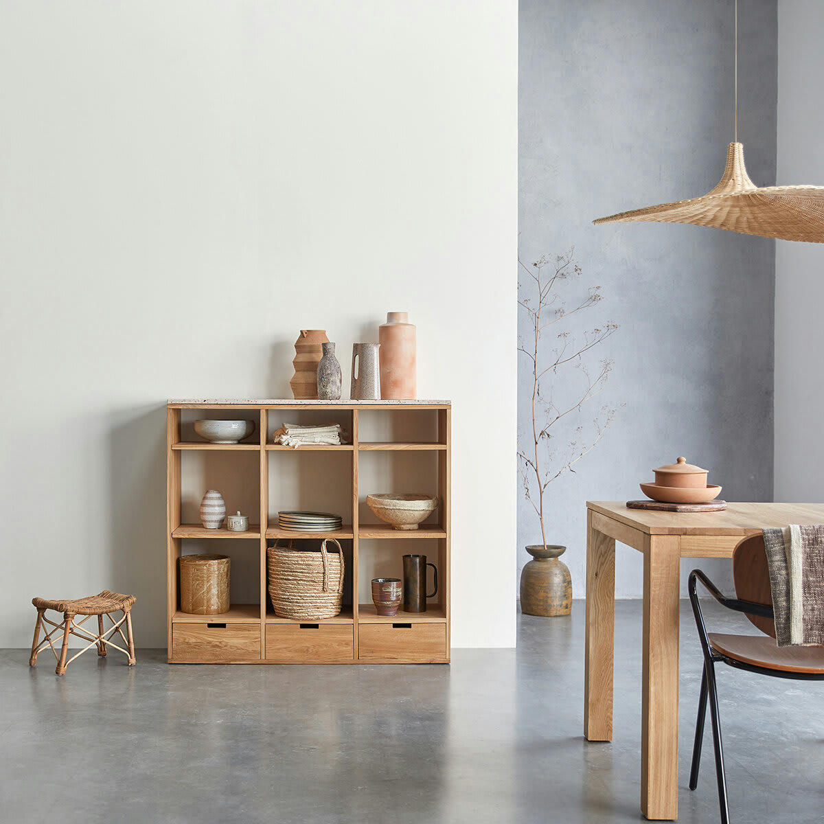 MIHO - Console en chêne massif et terrazzo premium Pink