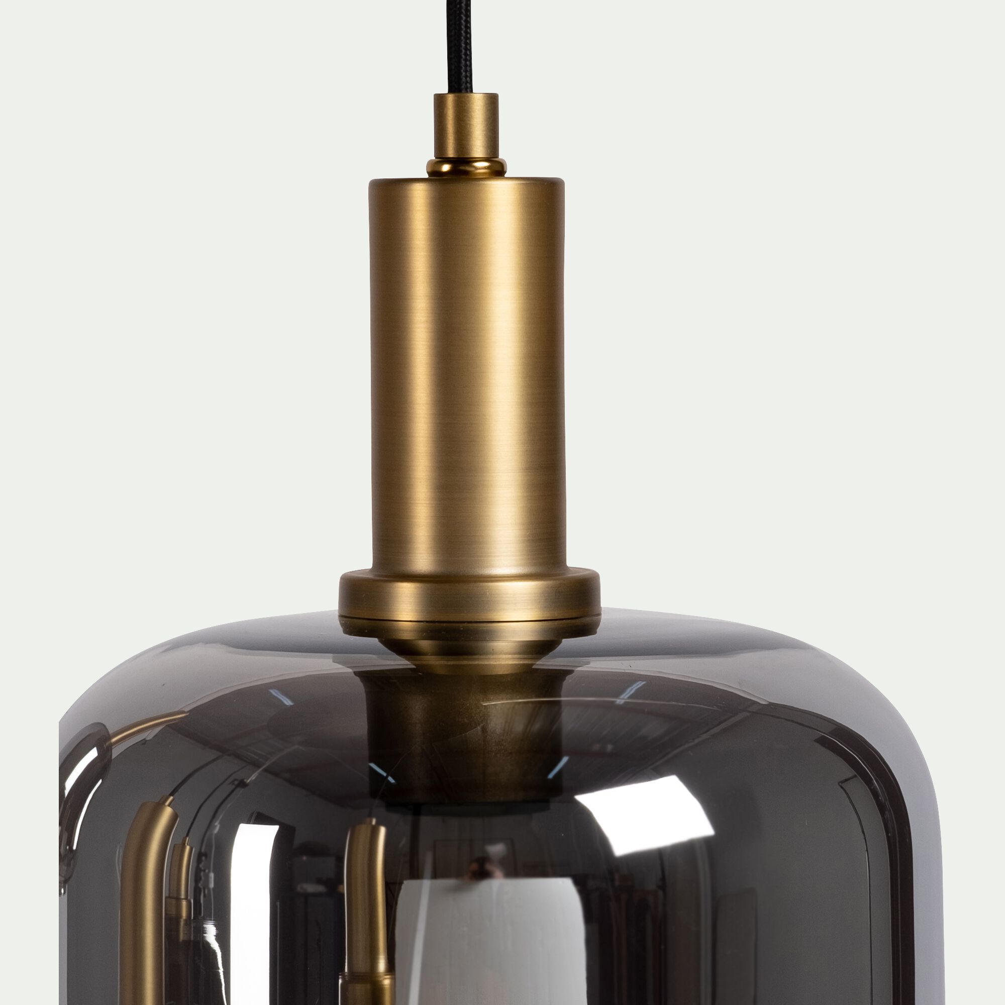 JOANET - Suspension en acier à 5 globes E27 en verre fumé H218cm - noir