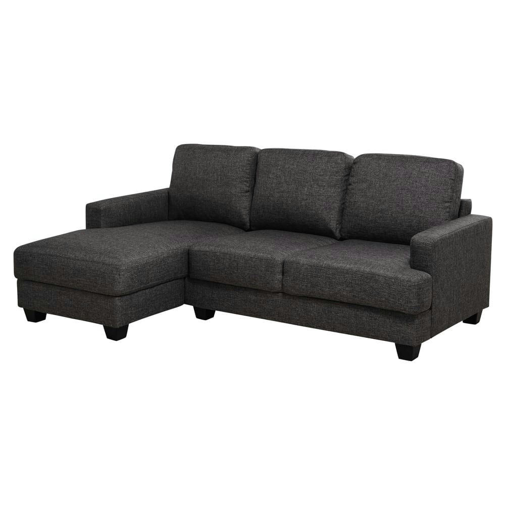 Philadelphie - Canapé d'angle gauche 3/4 places en tissu gris chiné