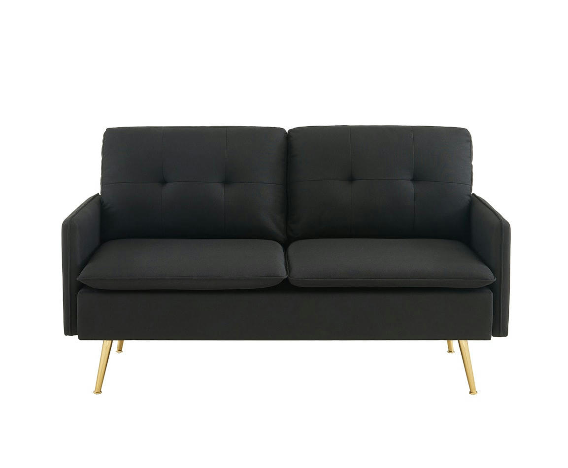 ADAM - Canapé droit en tissu 2 places noir