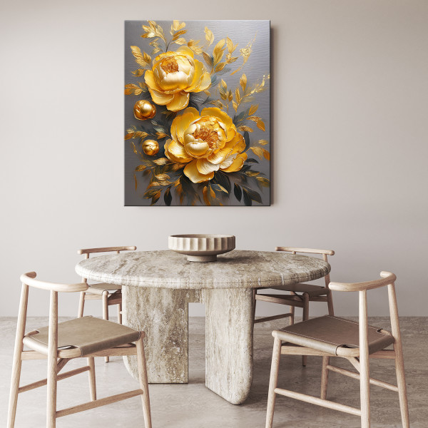 Feeby Obraz na płótnie, Złoty Kwiat Piwonii Glamour 40x60