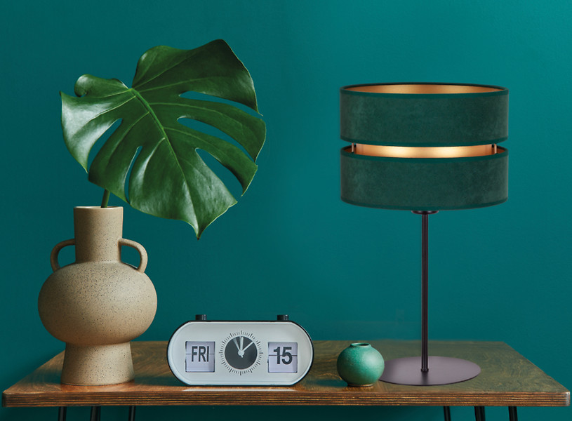 Lampa stołowa Duo welurowa zielona