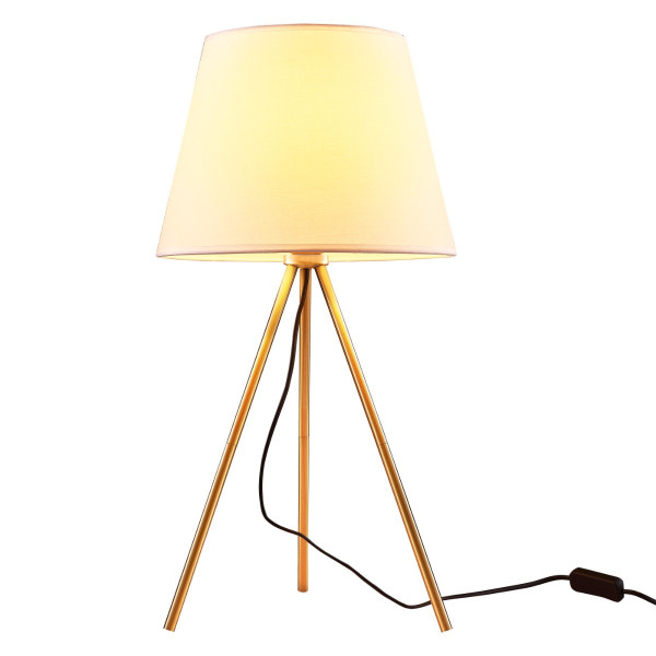 Lampa stołowa z abażurem złoto-biała ELENA 1xE27x20W wys:61cm Polux