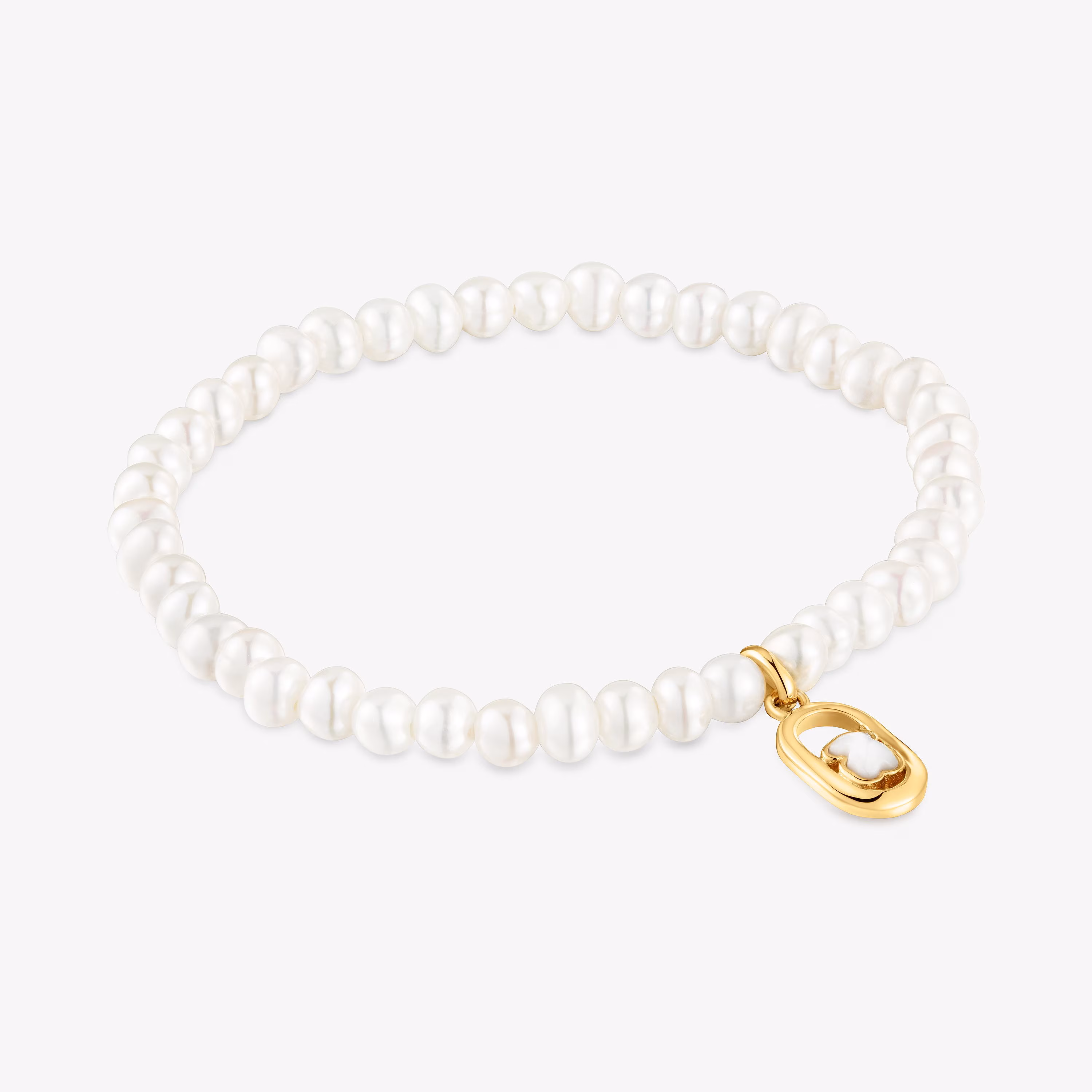Pulsera elástica con nácar y baño de oro 18 kt sobre plata Camille
