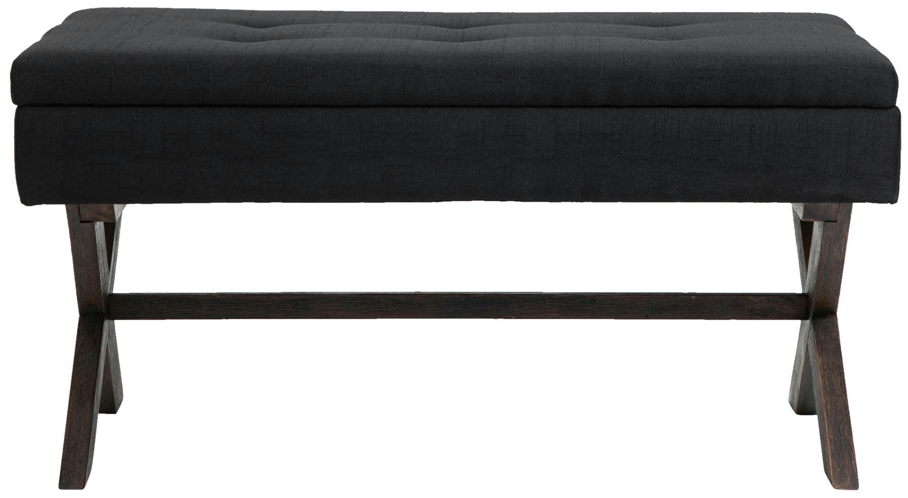 NAMARO - Banquette avec pieds en bois assise en tissu Noir