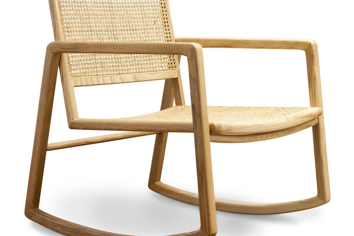 AKSEL - Rocking chair en cannage beige