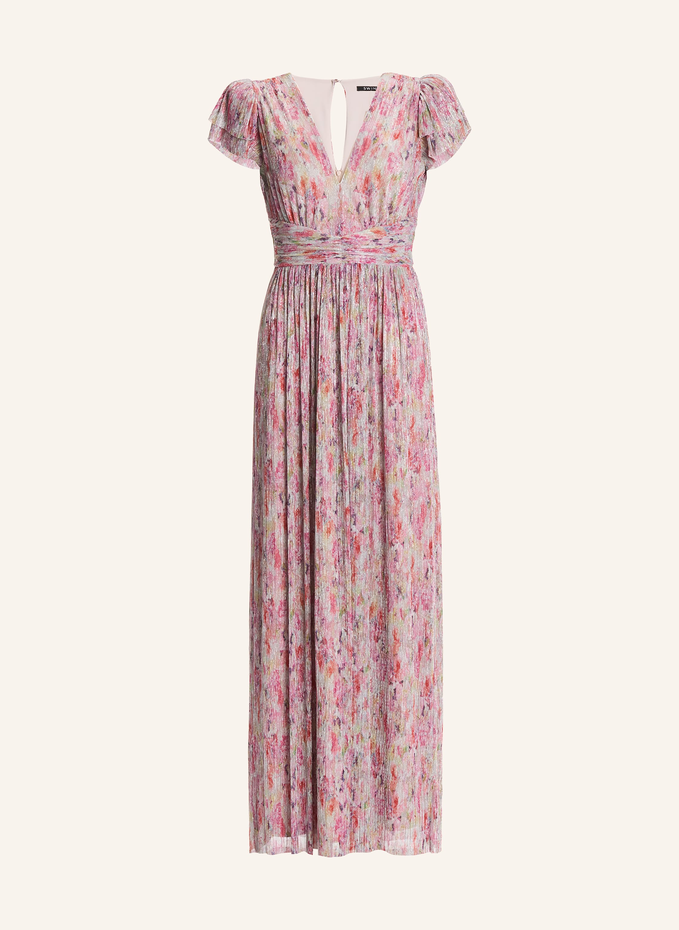 SWING Abendkleid mit Plissees und Glitzergarn