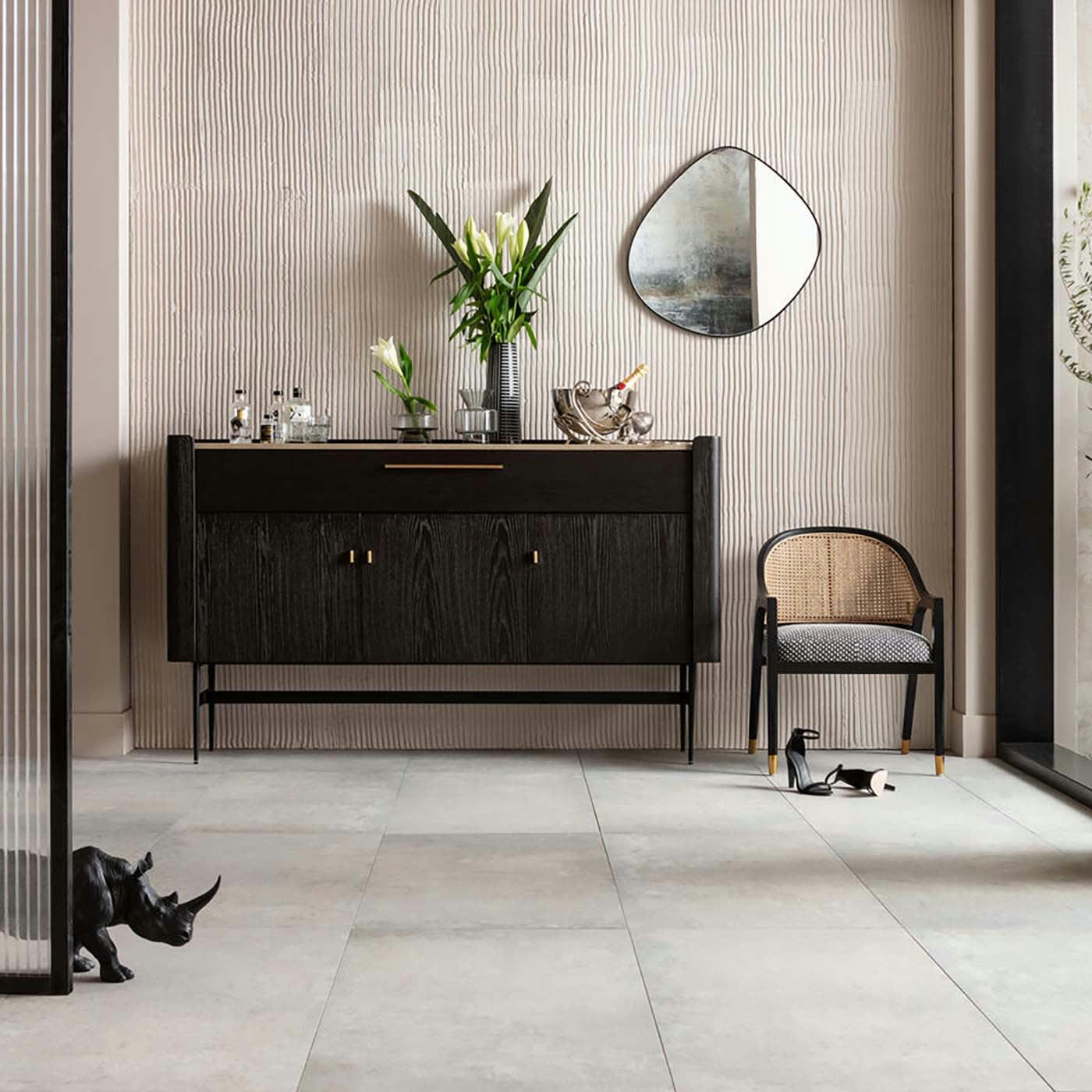 MILANO - Buffet 3 portes 1 tiroir en peuplier et chêne brun