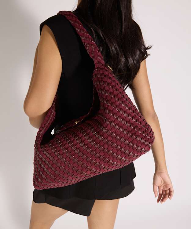 Deliberate L Burgundy - Woven Shoulder Bag