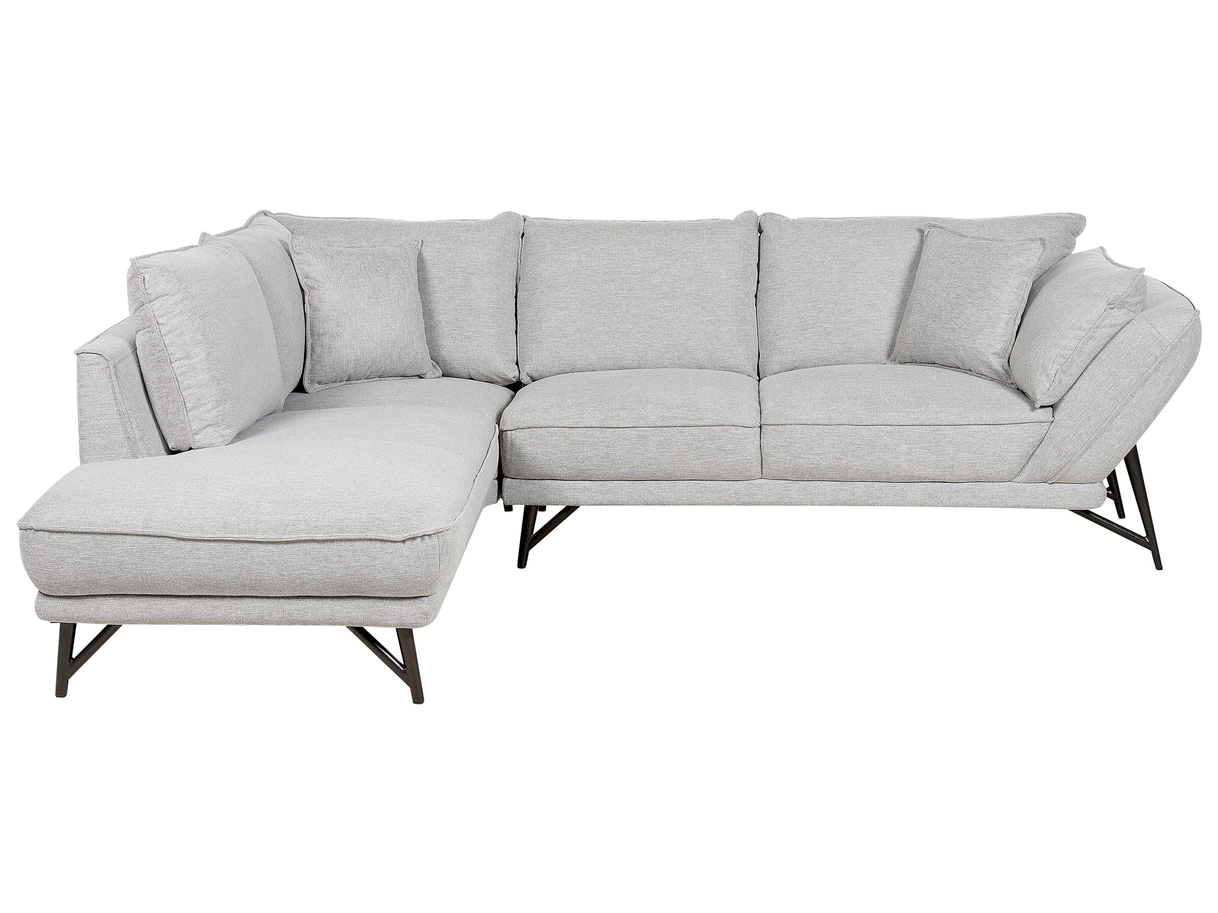 Corner Sofa 3 Seater ELGA Linen Light Grey Left Hand