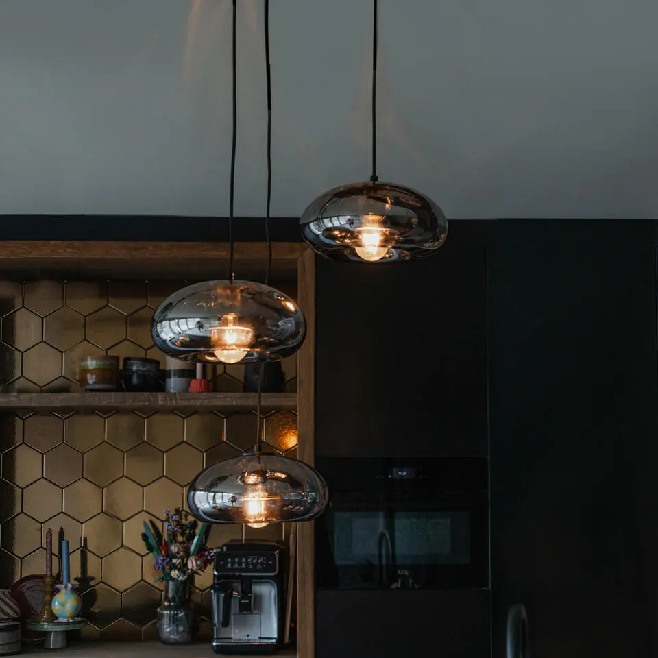 Qazqa hanglamp ayesha zwart e27