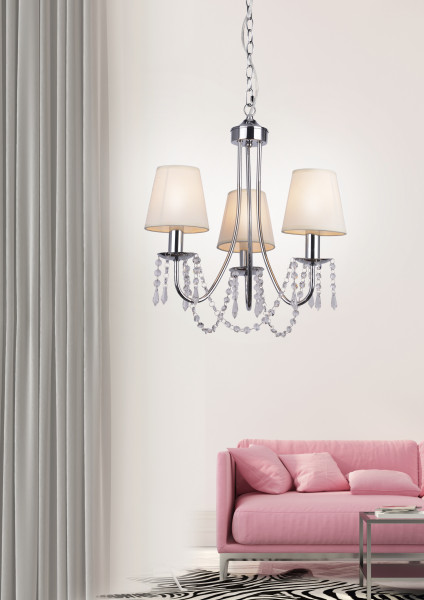Lampa wisząca chromowana-beżowa RUTI 3xE14x40W wym: 150x50x50 cm Candellux