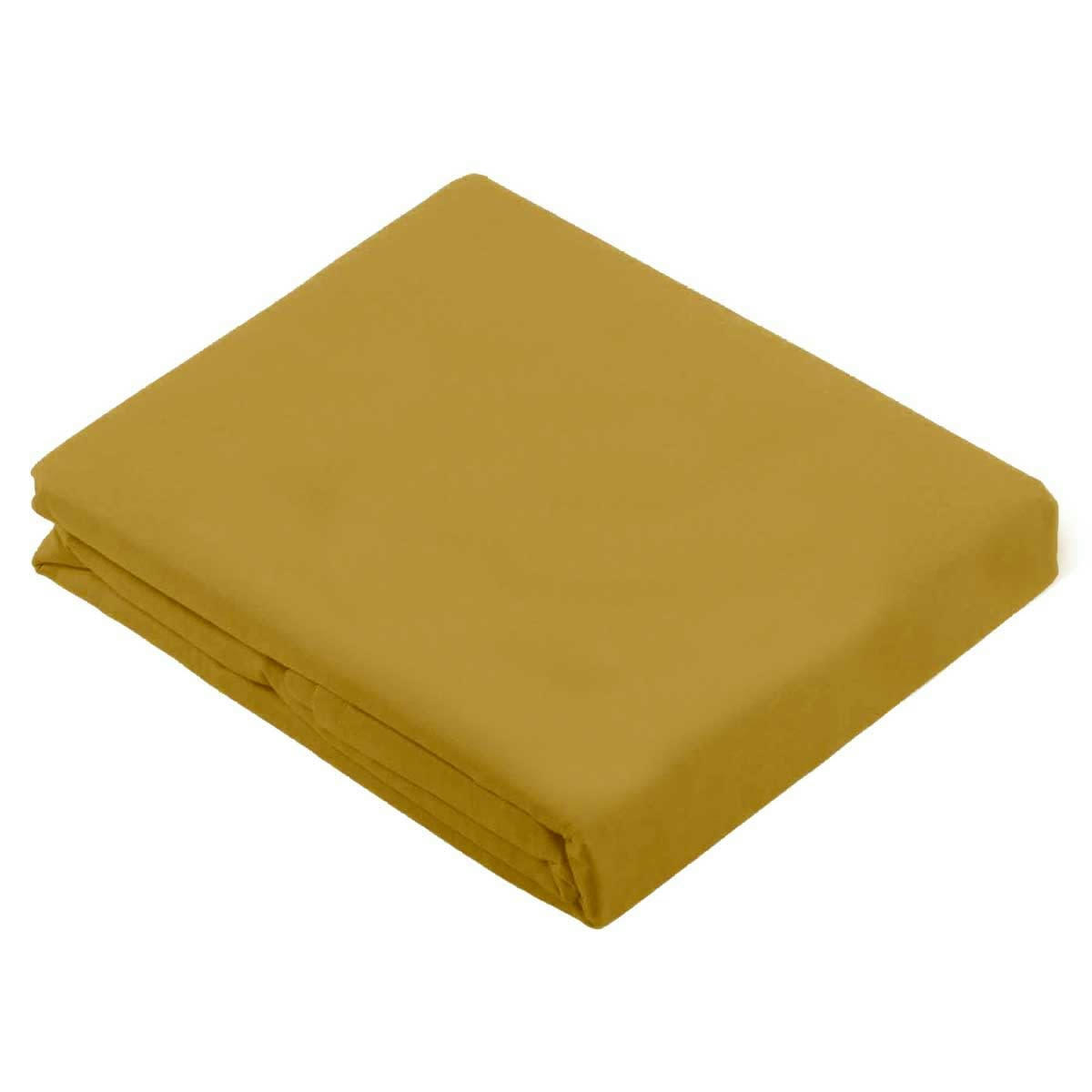 - Drap plat uni en 100 % coton coton jaune moutarde  x