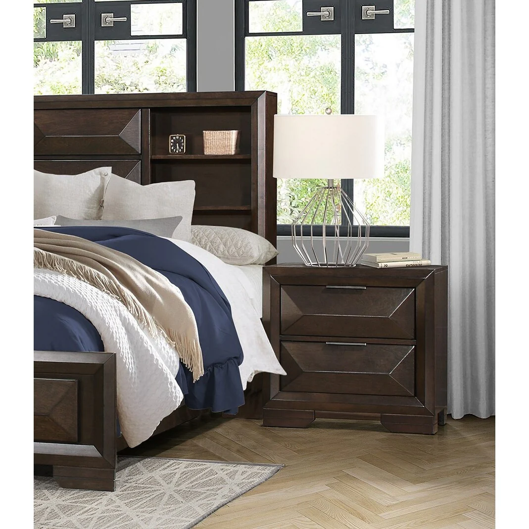 Contemporary Design 2-Drawers Nightstand 1pc Bedroom Furniture Warm Raised Panel Front