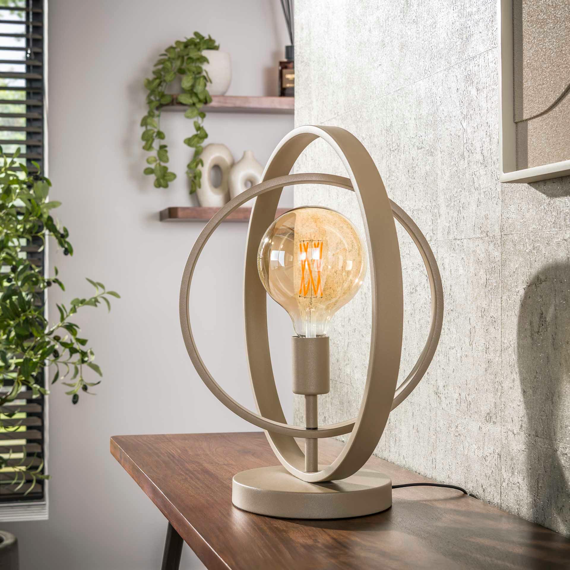Lampe moderne beige mat, 2 anneaux pivotants TRIBECA