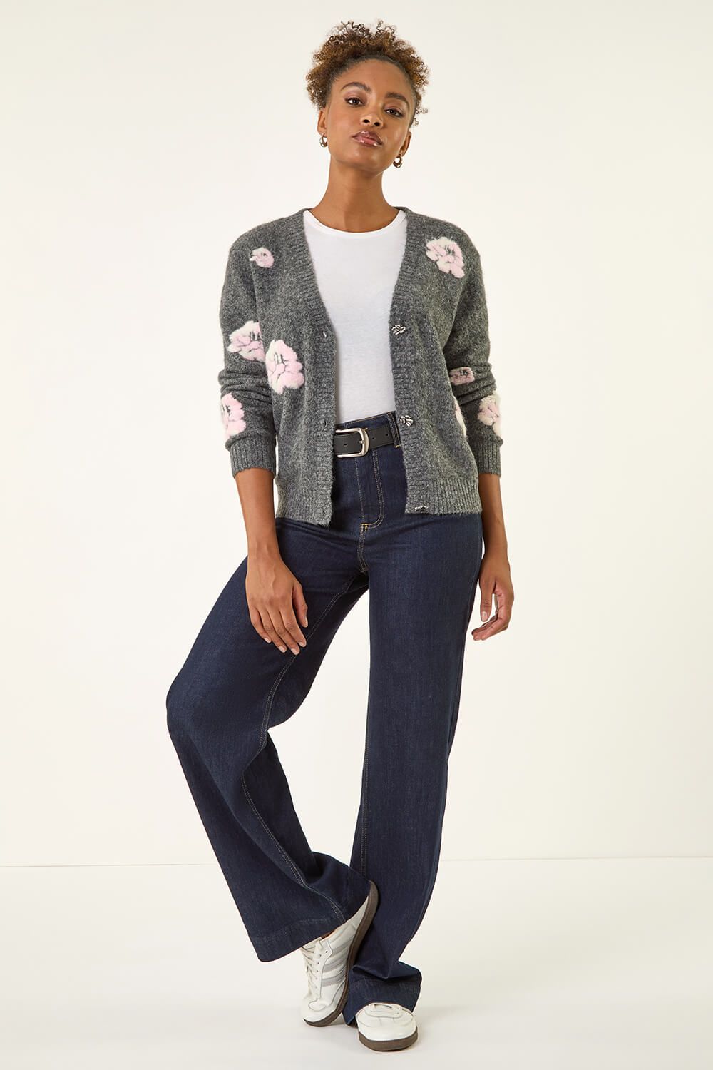 Roman Embossed Floral Knit Cardigan