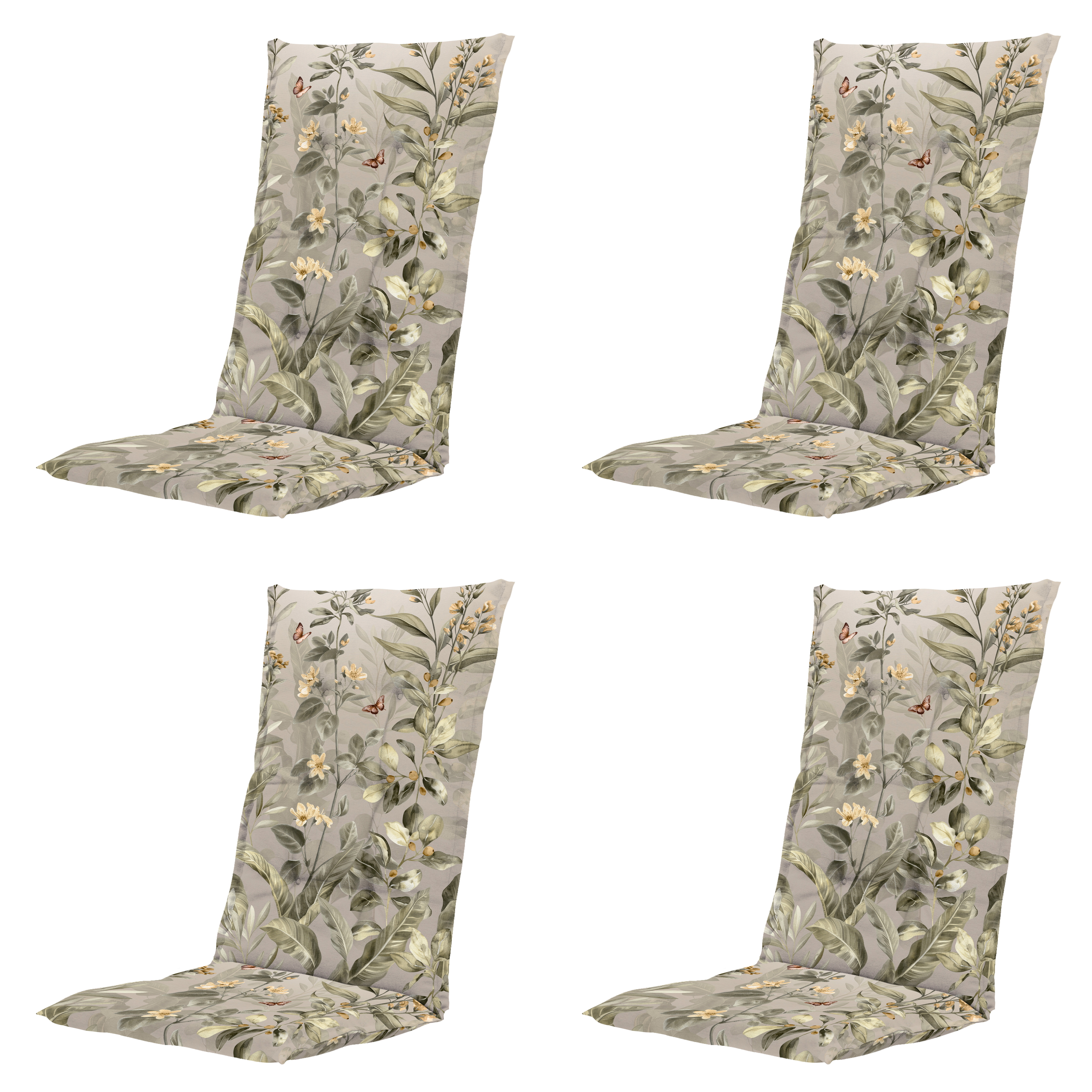 Madison tuinstoelkussen hoge rug Elisa - multikleur - 123x50x5cm - set van 4