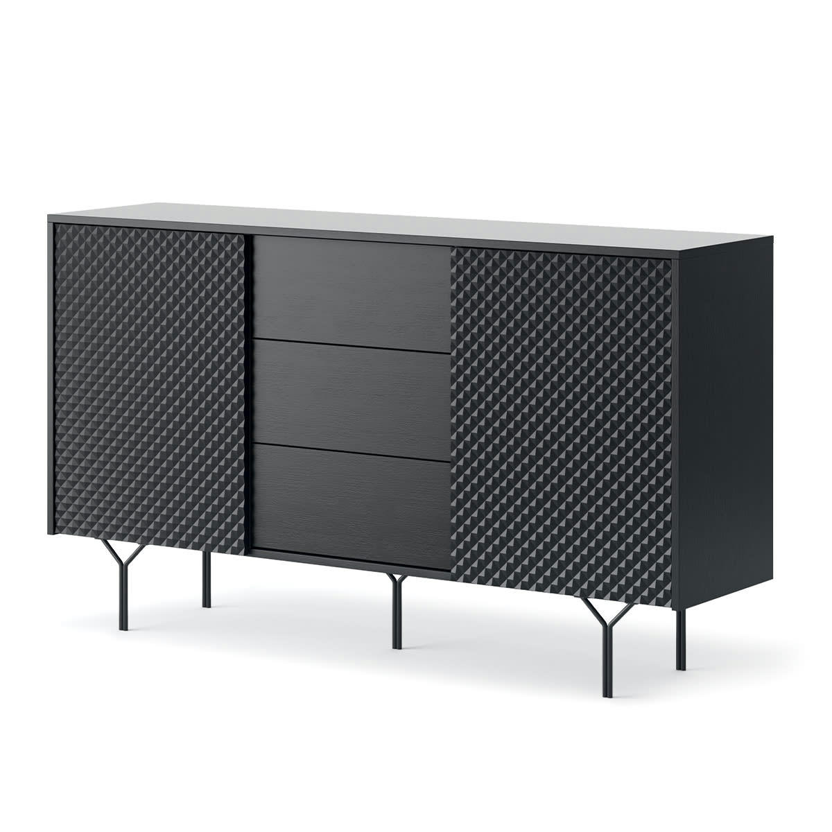 - Buffet 2 portes 3 tiroirs iron noir