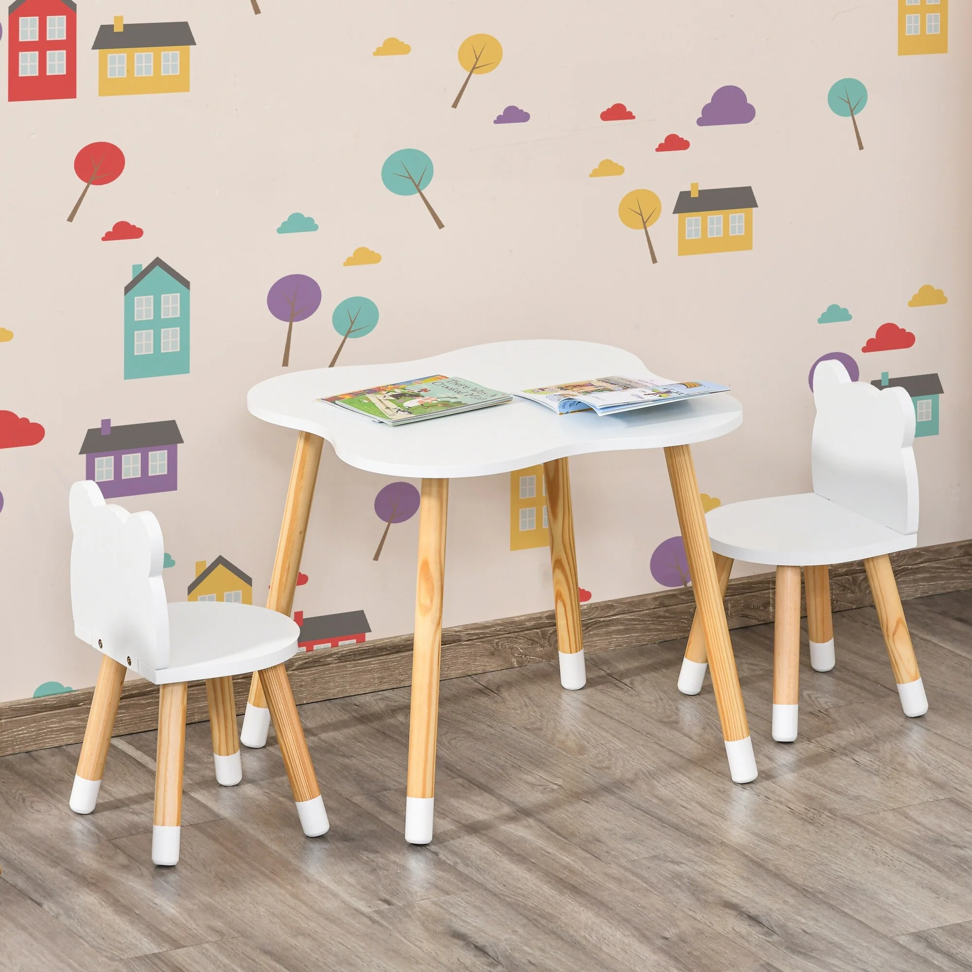Wooden Kids Table and Chair Set Ideal for Arts, Meals, Homework, Cute Toddler Activity Table for Age 3 Years+