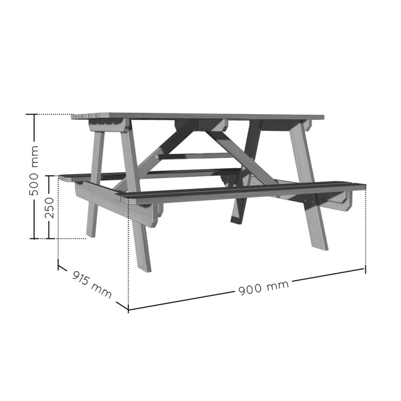 Table de jardin pique-nique pour enfant 90 x 91,5 x 50 cm