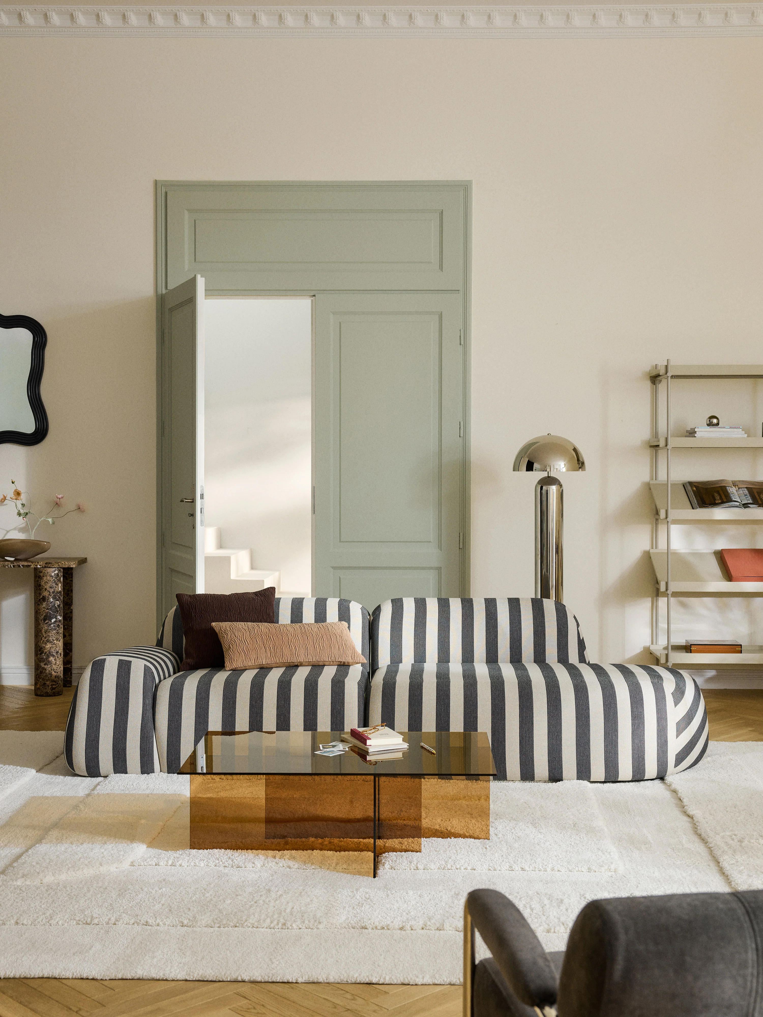 Gestreifte modulare Chaiselongue Wolke