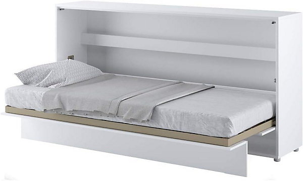 Lenart Armoire Lit escamotable Horizontal 90x200 cm Blanc brillant Lit Mural Consus