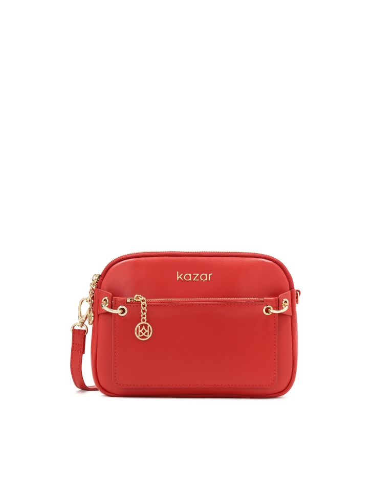 Red belt bag with detachable pouch