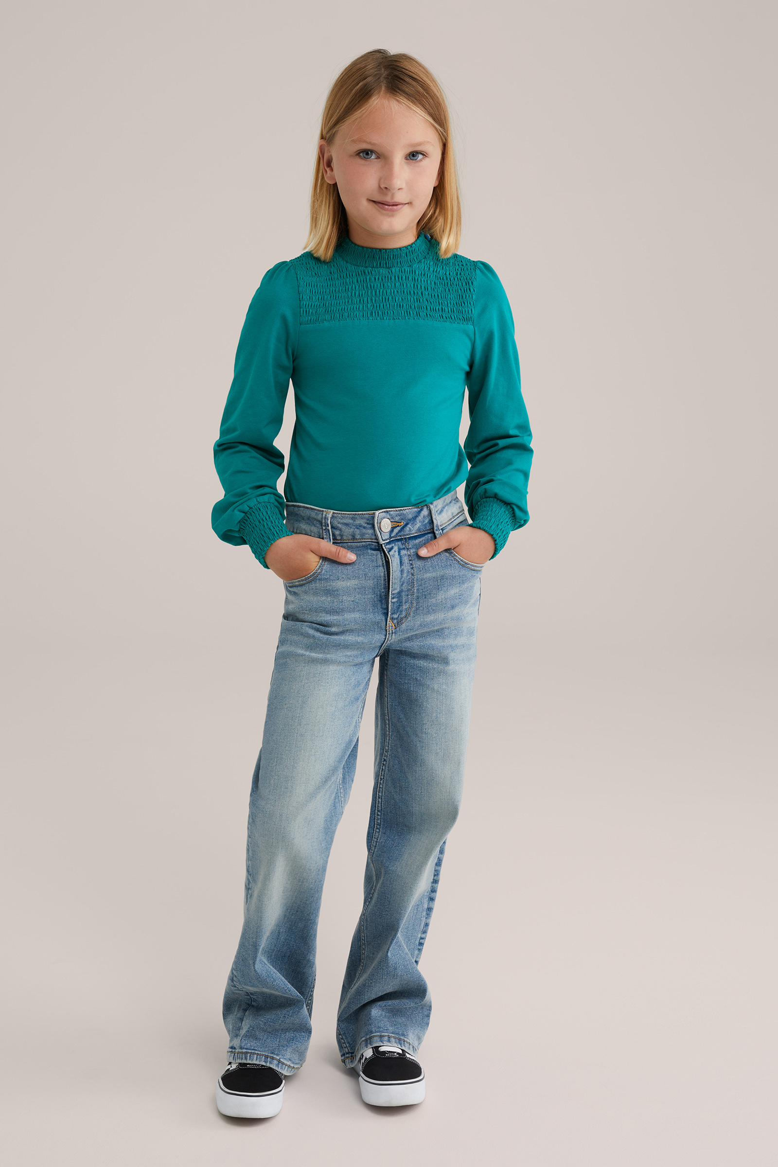 Meisjes T-shirt met gesmokt detail