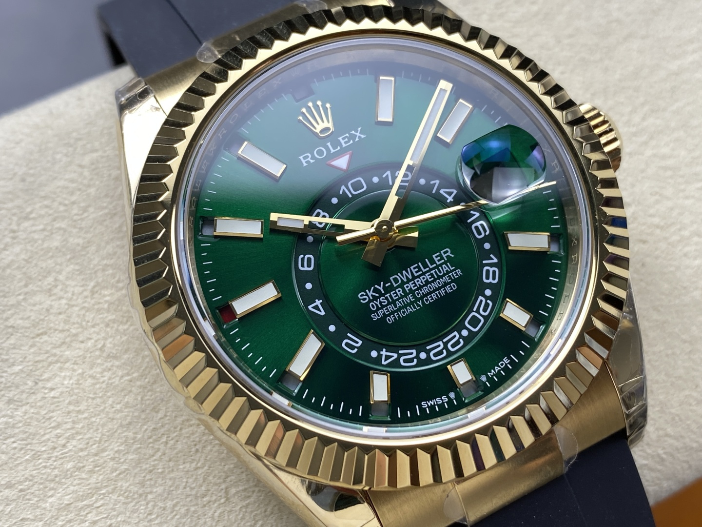 Rolex Sky-Dweller YG Plated Green Dial 42mm Oysterflex Super Clone