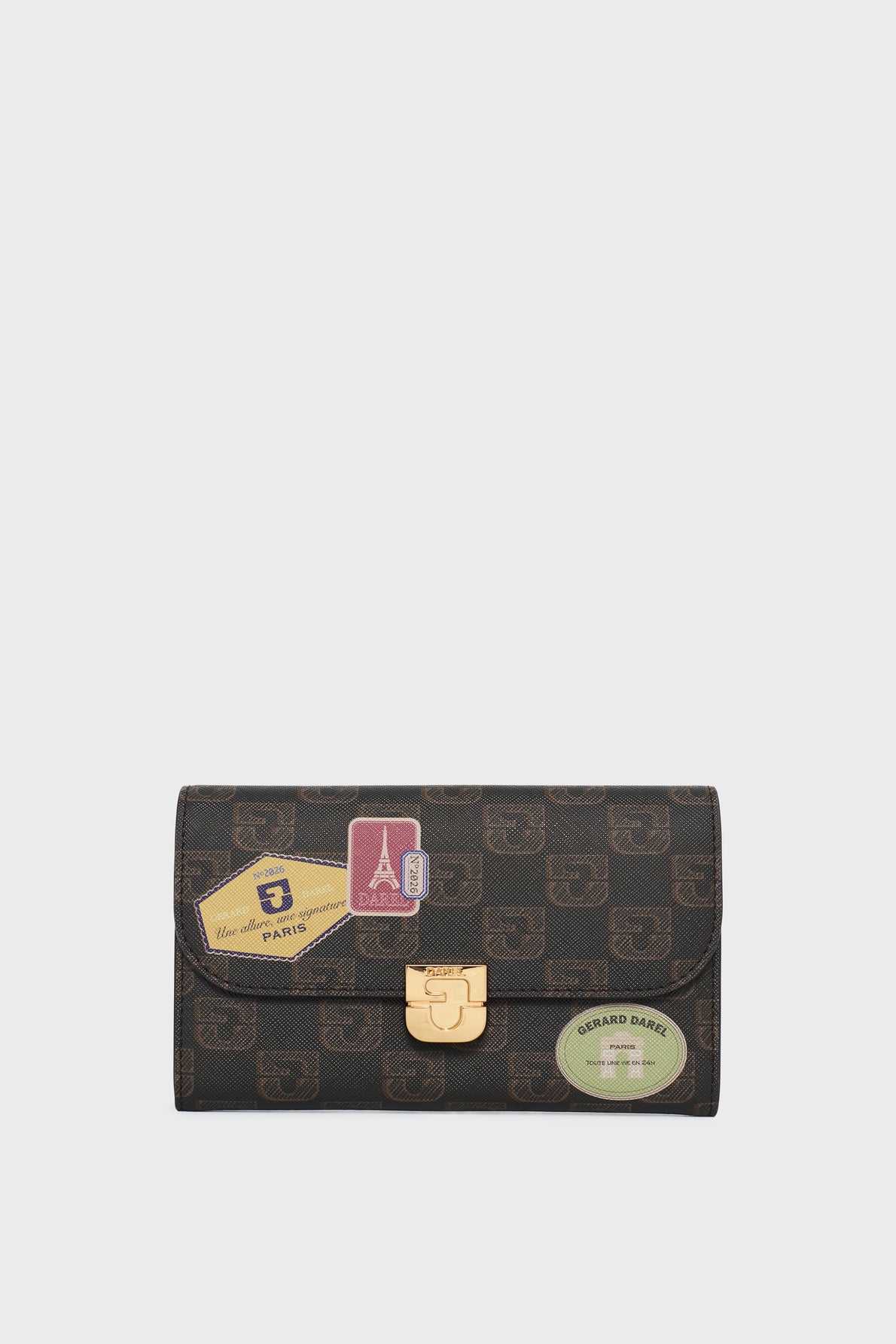 Portefeuille en toile enduite et cuir signé de patchs imprimés – WALLET