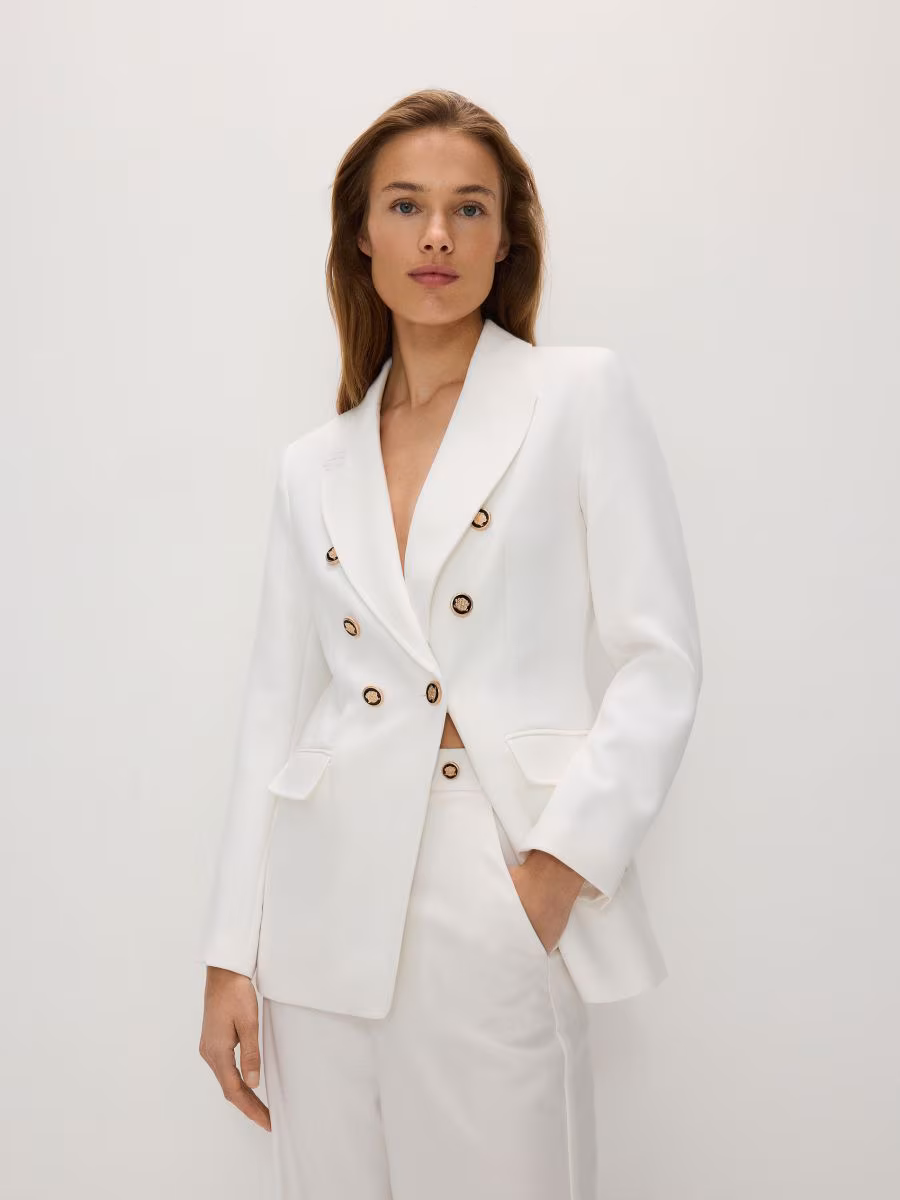 Viscose Blend Double-Breasted Blazer
