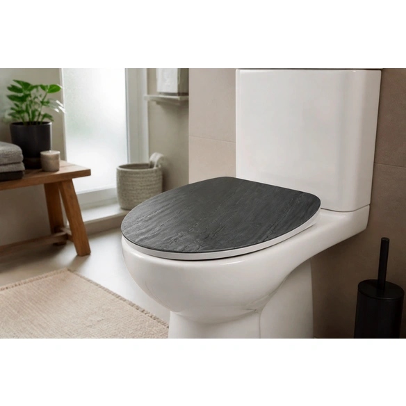 WC-Sitz »Noir«, Duroplast mit Natursteinplatte, mit Absenkautomatik