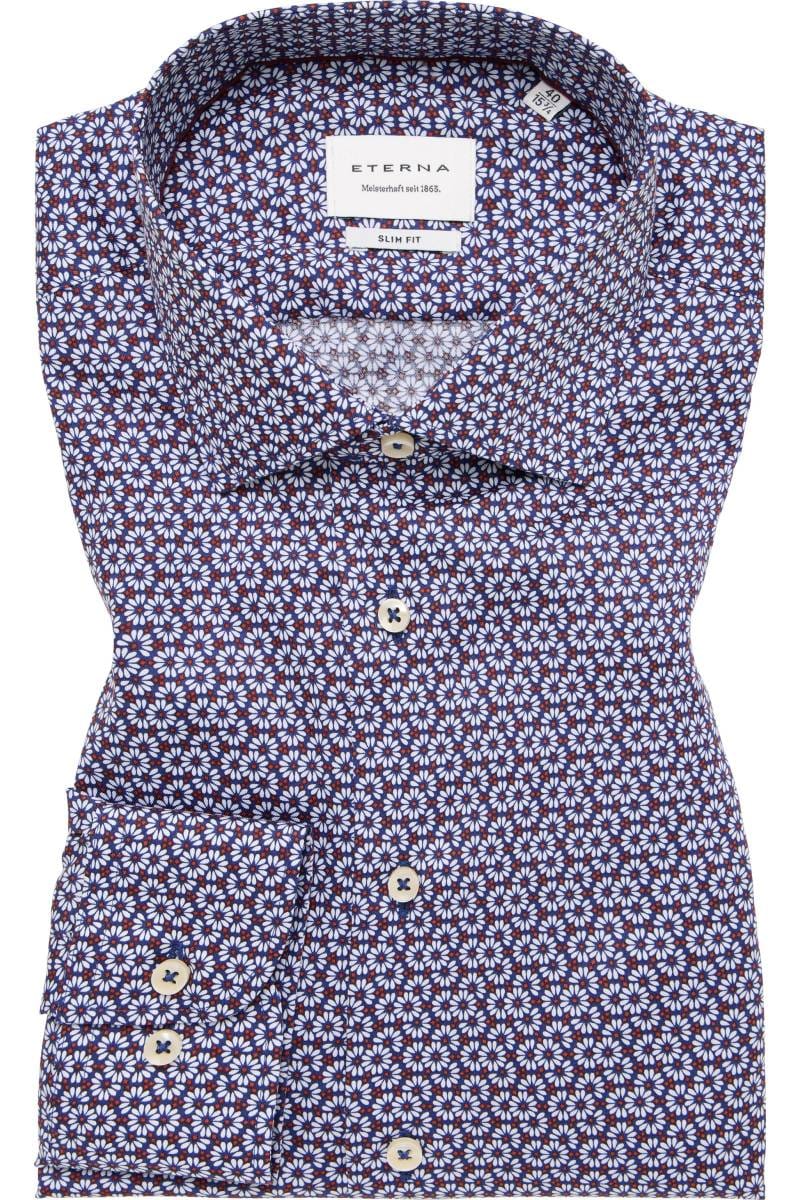 ETERNA Slim Fit Hemd blau, Bedruckt