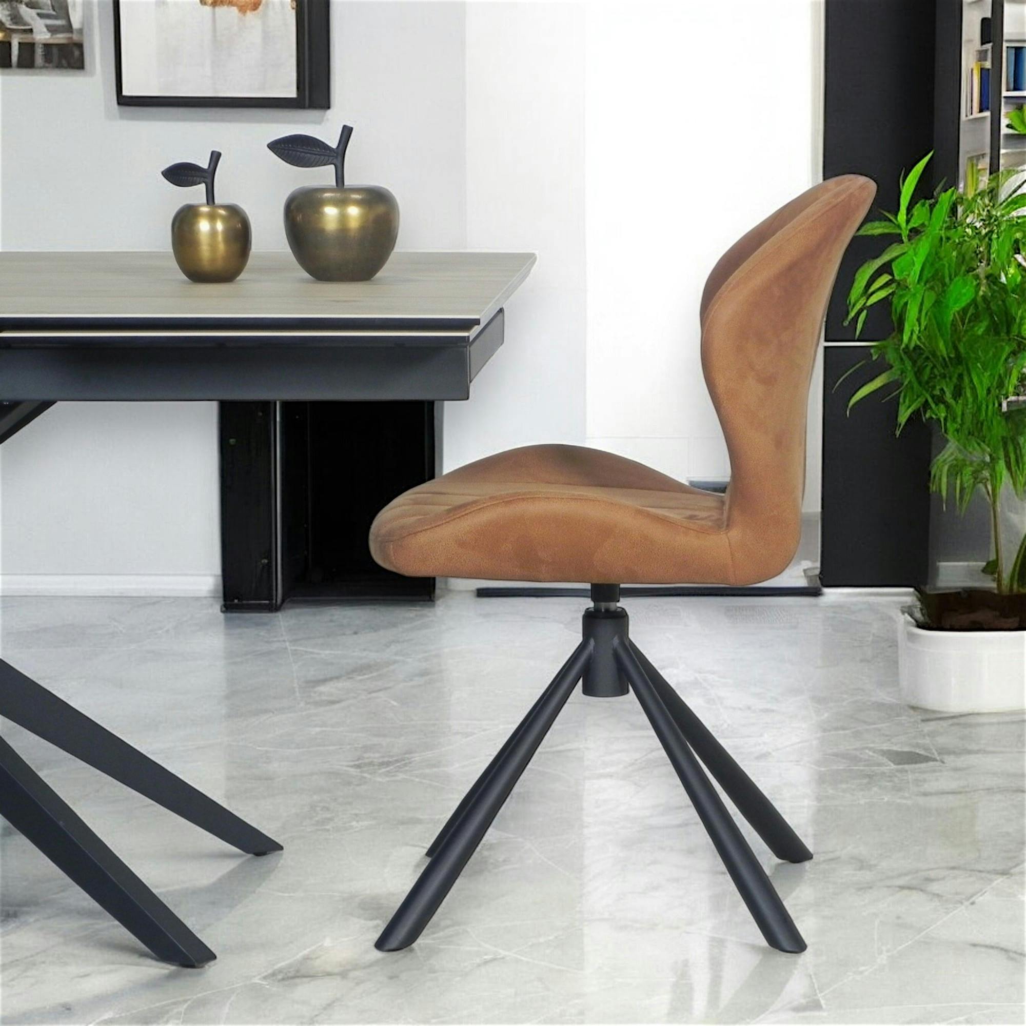 Chaise pivotante caramel avec dossier courbe, (lot de 2) LOMBARDIE