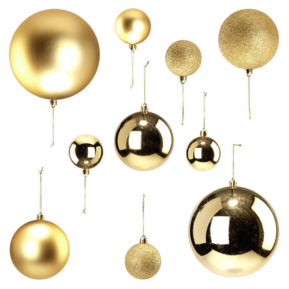 Boule de No&euml;l jaune doré x15