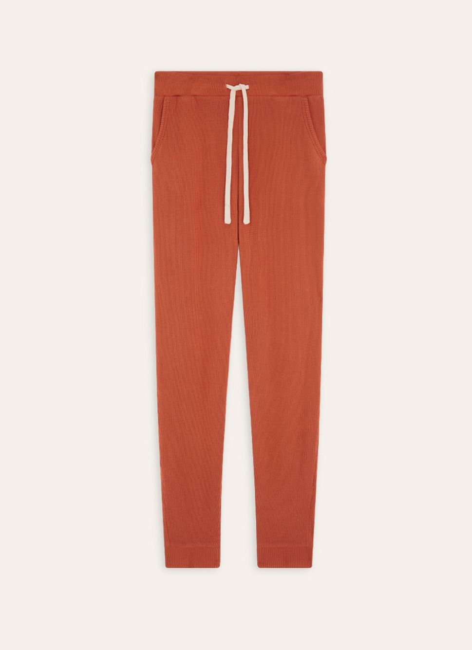 PANTALON D'INTÉRIEUR EN MAILLE NID D'ABEILLE ECRU