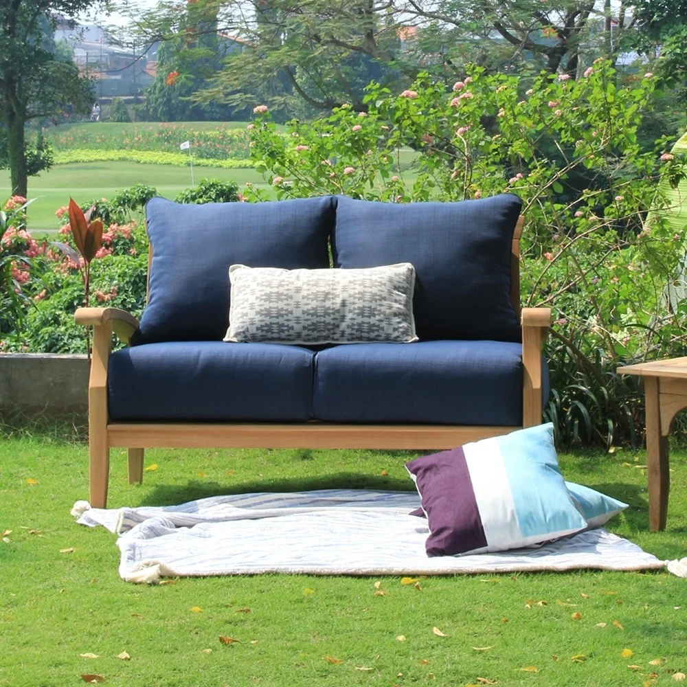 Cambridge Casual Leon Teak Patio Loveseat with Cushion