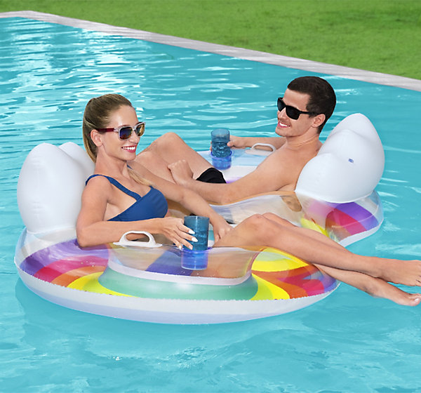 Bestway Bouée double 2 personnes 186 x 116 cm Rainbow Dreams