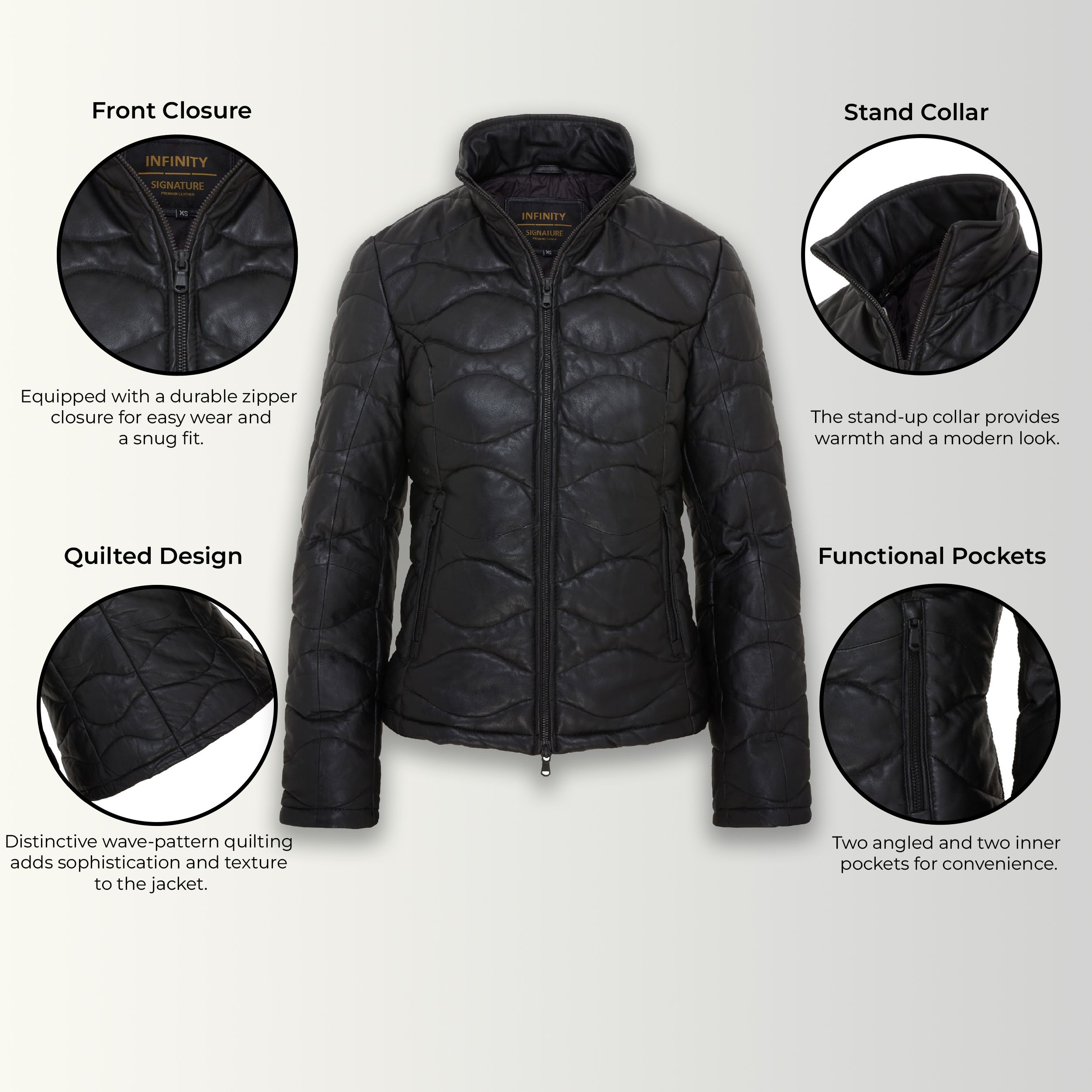 Infinity Leather Puffer Quilted Bomber Leather Jacket - Hamar