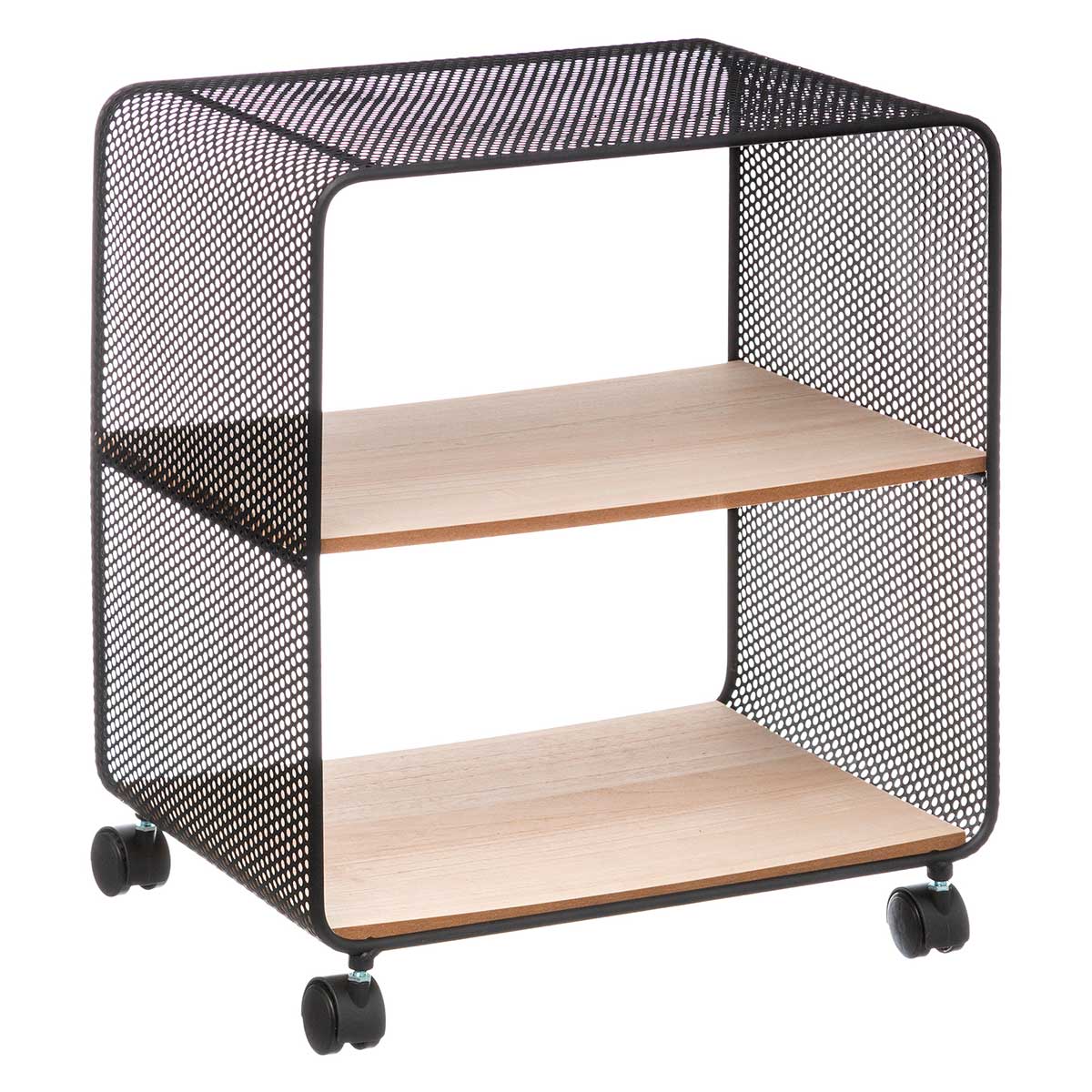 Estante com 2 prateleiras em madeira e metal