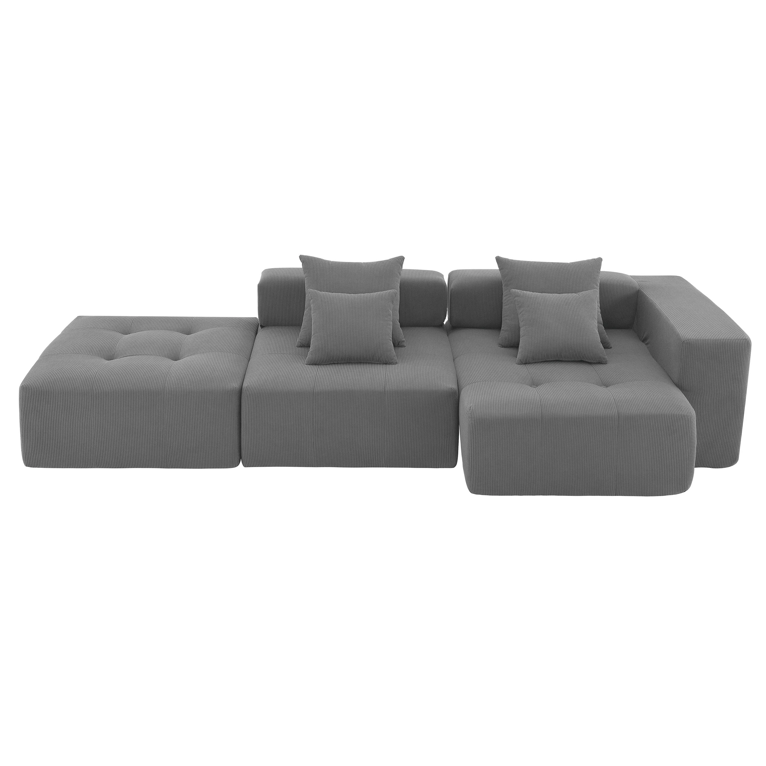 Modern Tufted Modular Sofa with Corduroy Upholstery and Pure Foam Cushion for Living Room or Guest Room