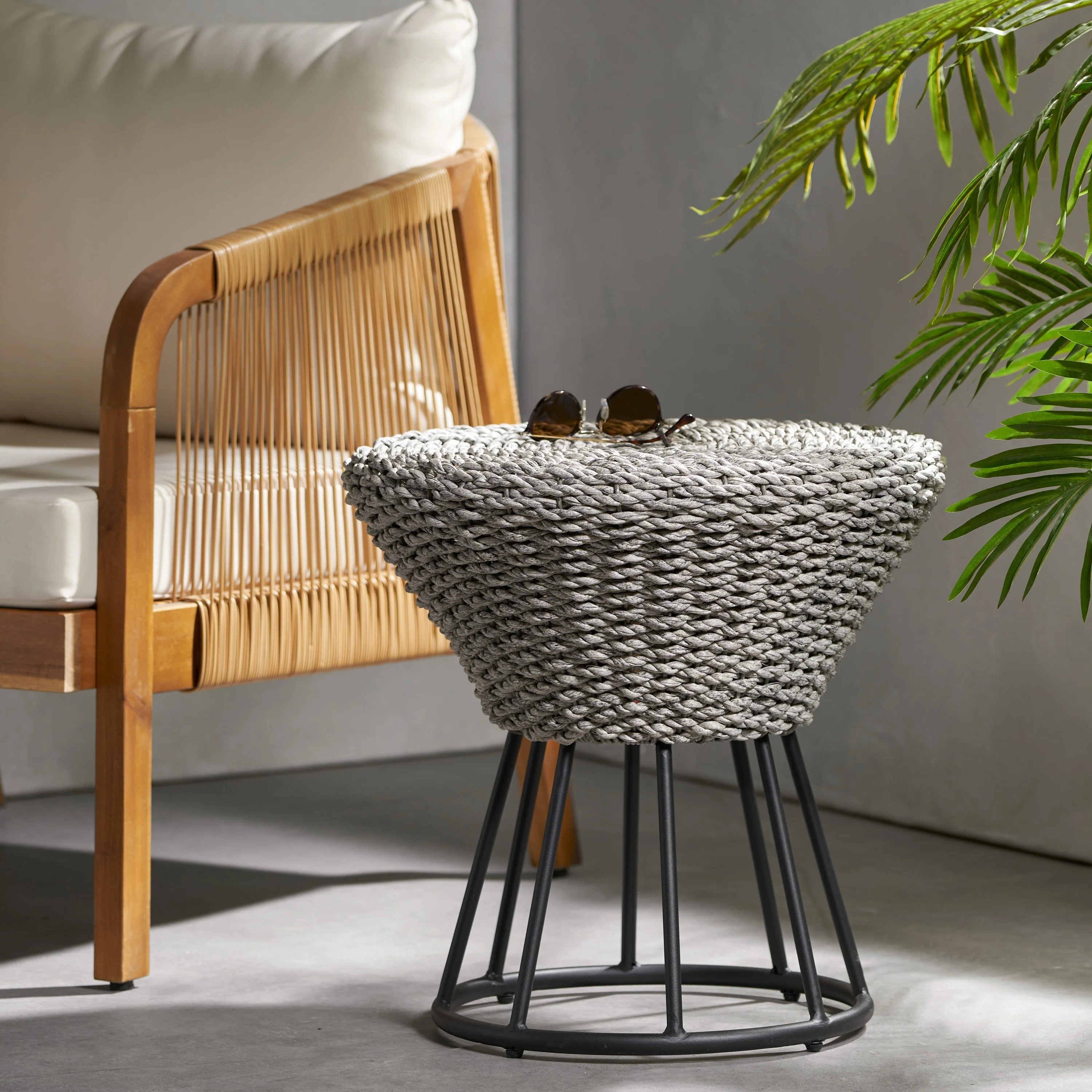 Crete Outdoor Wicker Side Table by Christopher Knight Home