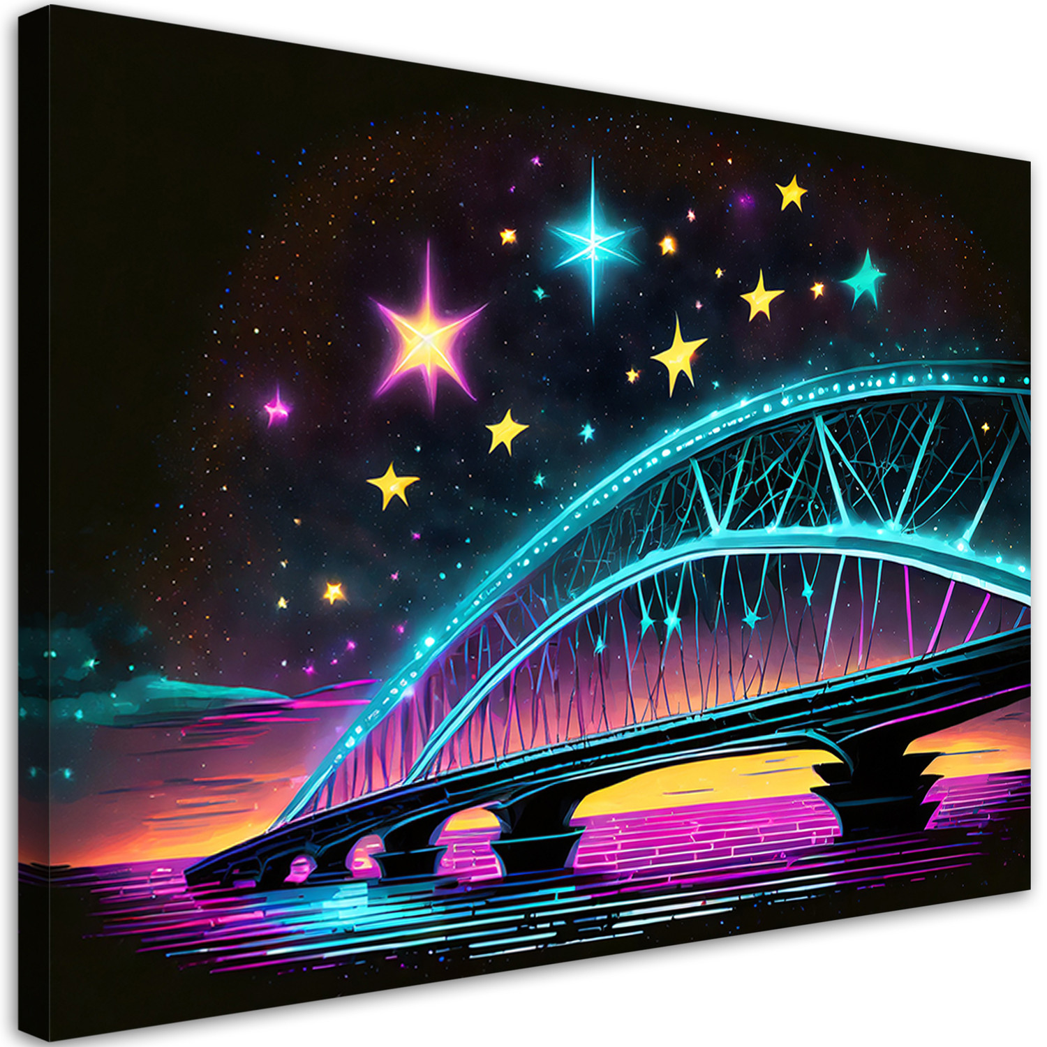 Feeby Obraz na płótnie, Neonowa architektura mostu 60x40