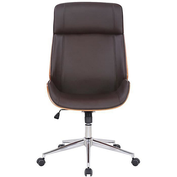 Fauteuil de bureau Varel OVEGNA simili cuir marron bois 110-118 cm