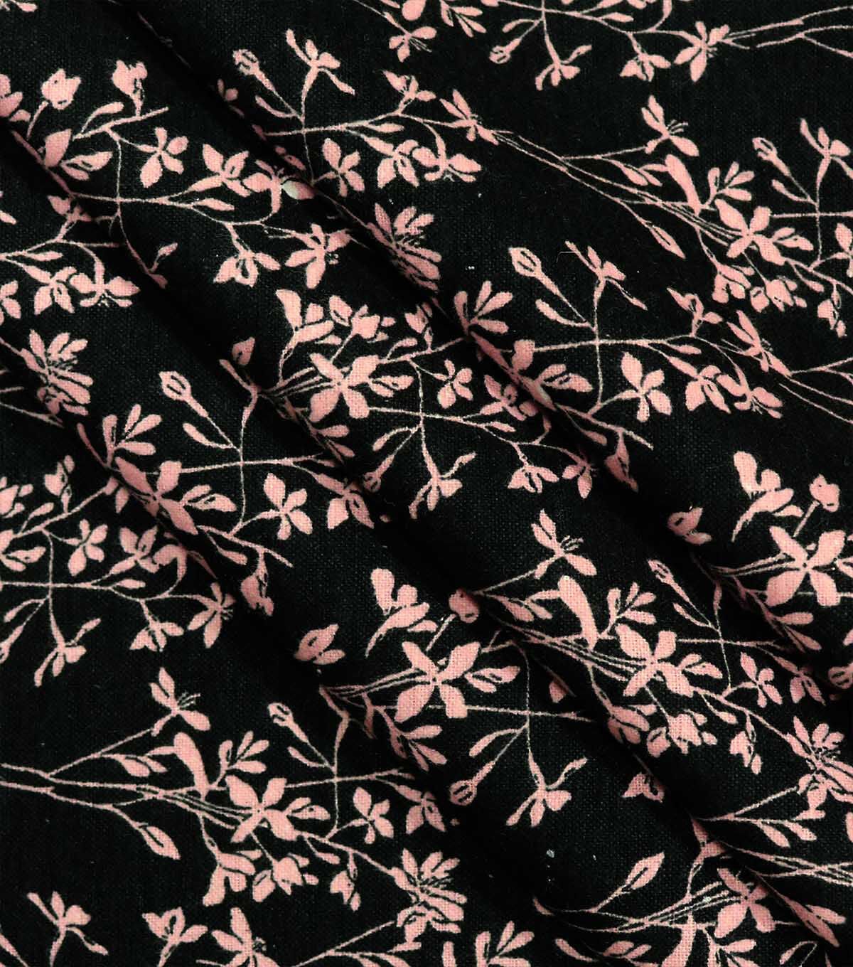 108 Black Floral Wide Flannel Fabric