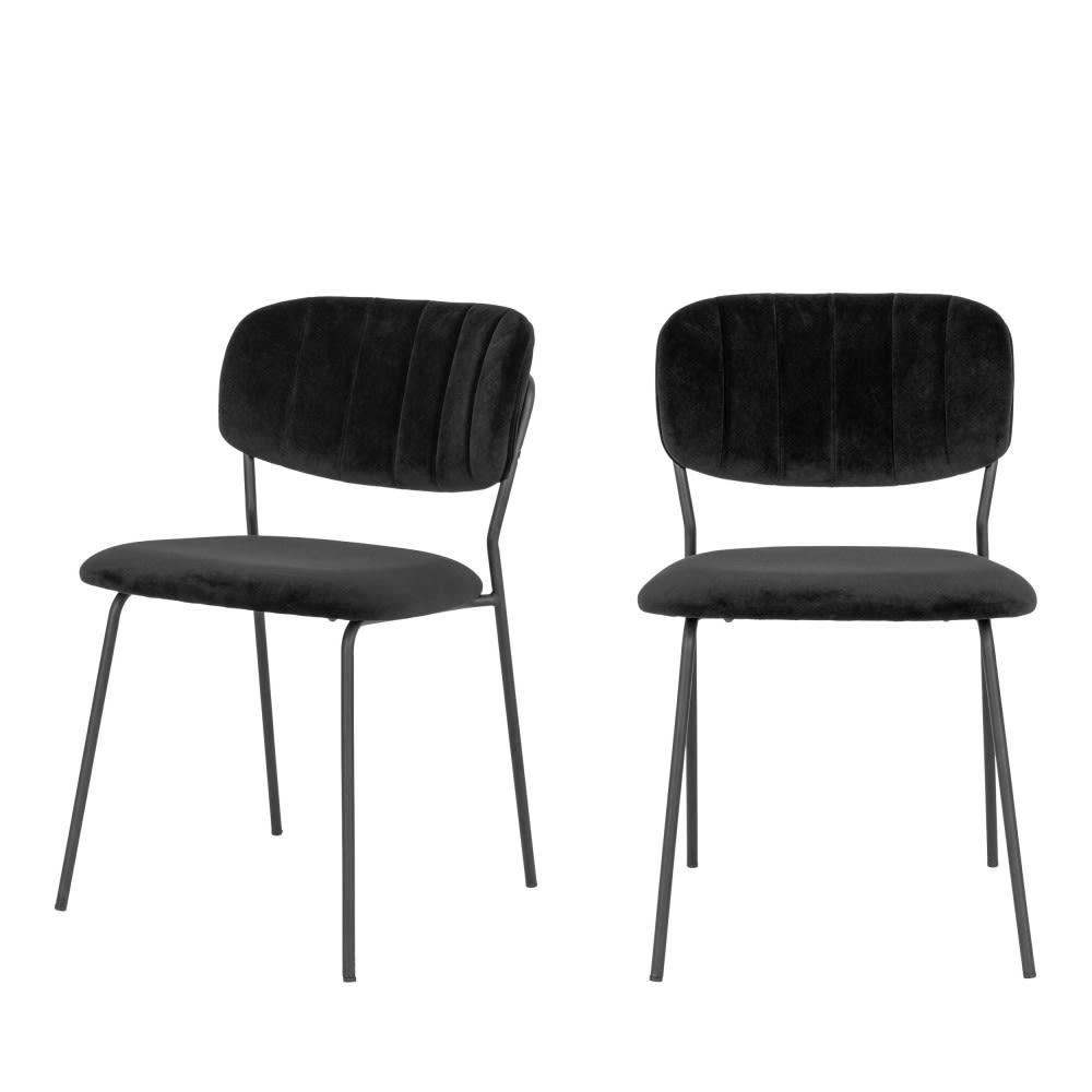 ALICANTE - Lot de 2 chaises en velours et métal noir
