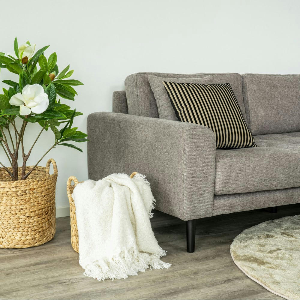 SERPA - Coussin en tissu à rayures 43x43cm naturel  et  noir