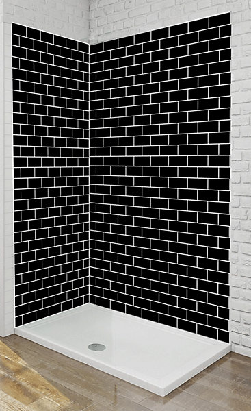 Panneau mural Alu Douche Salle de Bain Style METRO NOIR MAT 90 cm x 210 cm