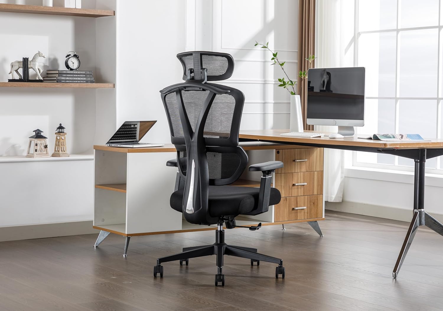 Ergonomic Office Chair Mesh High Back Computer Desk Chair with Lumbar Support, Adjustable Headrest, 3D Armrests, Tilt Lock for Home Office & Gaming
