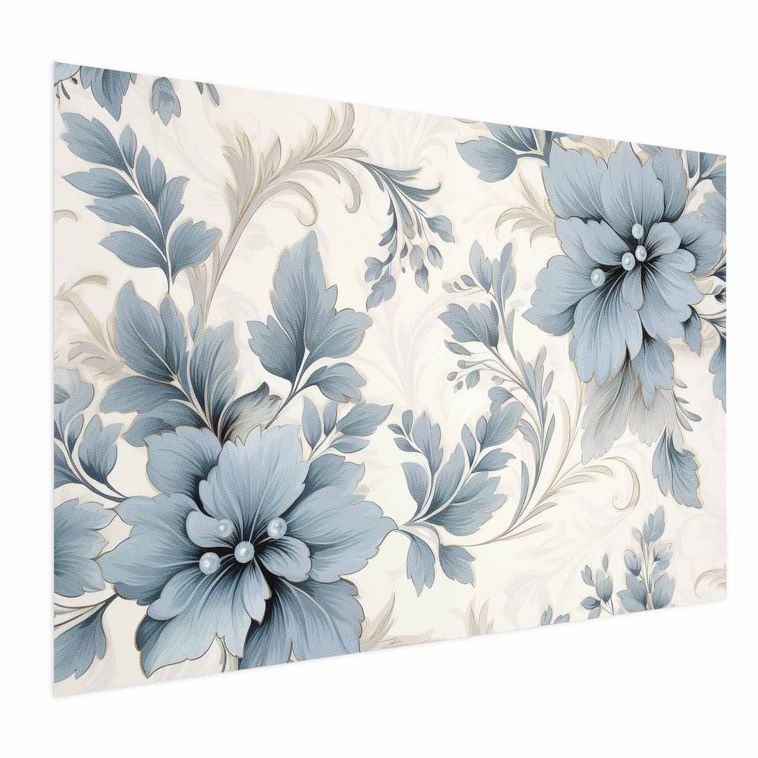 Plakat Turkusowe retro kwiaty 30x21 cm